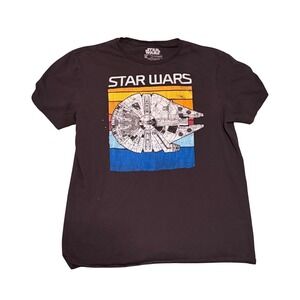 Star Wars Millennium Falcon Retro Sunset Graphic T-Shirt Fifth Sun Black Mens M